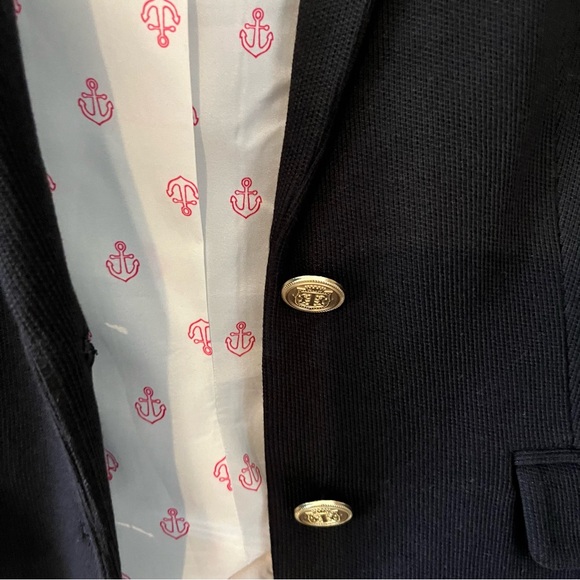 Talbots Black Cotton Blazer Gold Buttons - Picture 5 of 10